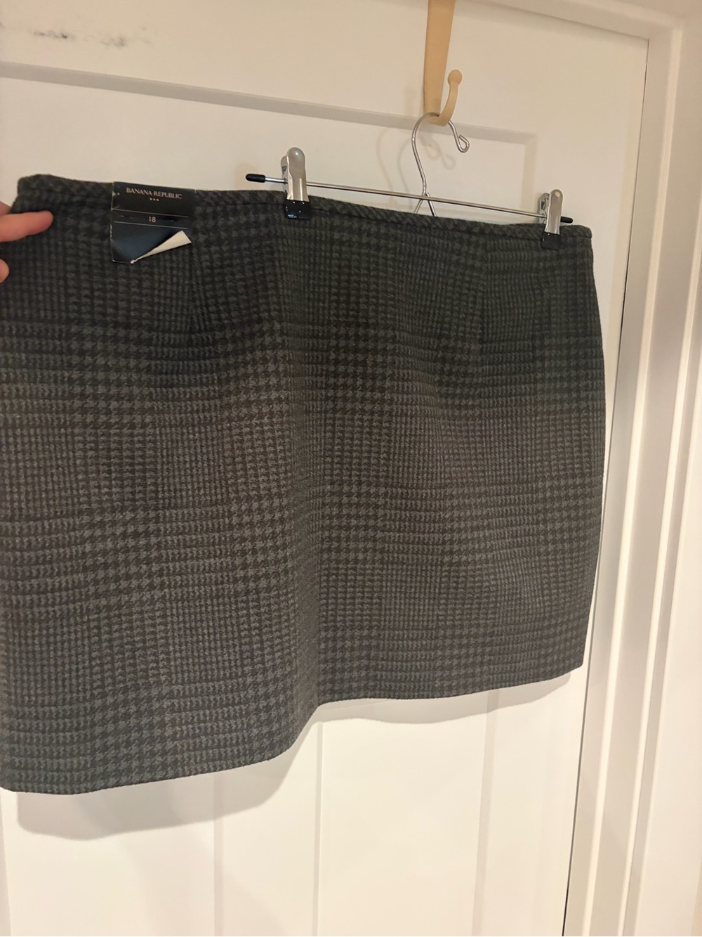 Banana Republic Factory Plaid Wrap Mini Skirt Houndstooth Black Grey Size 18